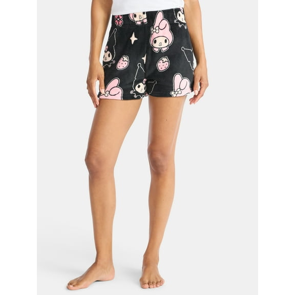 Sanrio Women's My Melody and Kuromi Print Plush Fleece Shorts, Sizes XXS-XXL