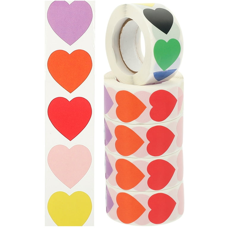 5 Rolls of Blank Heart Stickers Gift Sealing Sticker Heart Sticker Roll  Heart Label Stickers 