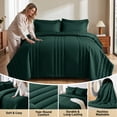 thumbnail image 6 of Dhole 7-Piece Bed in Bag - King Size Striped Comforter Sets, Pillowcases & Sheet Collection for Cozy Bedding Sets - Green, 6 of 10