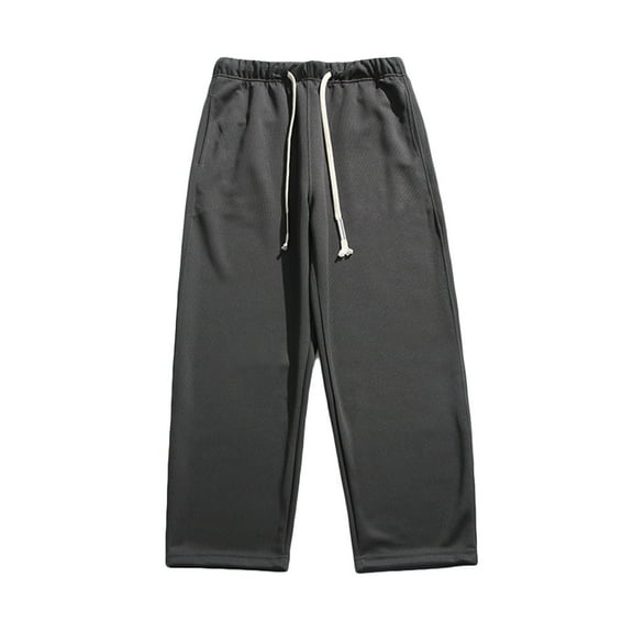 Kiplyki Mens Sports Pant Flash Deals Heavy Solid Color Straight Leg Wide Leg Casual Pants