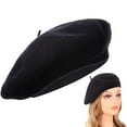 thumbnail image 2 of Boina de lana, gorro cálido de invierno de estilo francés de color sólido para mujer, gorro de pintor de lana retro de otoño e invierno, boina para mujer que combina con todo, 2 of 8