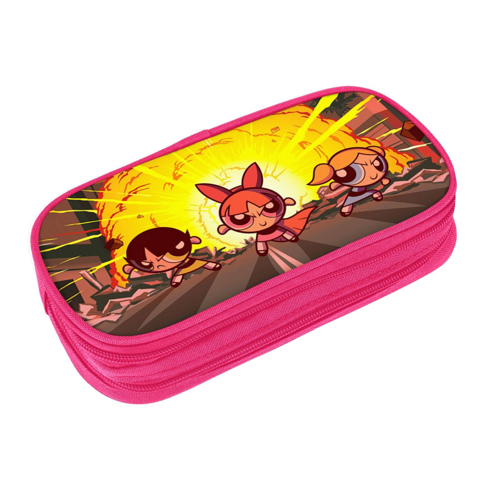 The Powerpuff Gi-rls Pencil Case Large Capacity Pencil Pouch Penbag Office Stationery Organizer Travel Makeup Bag Pink
