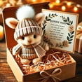 thumbnail image 7 of Mini Bunny Hug Cute Easter Gift, Easter Bunny Plushies with Knitted Hat and Pom Pom, Soft Pocket Emotional Support Rabbit with Gift Box & Card, 7 of 7