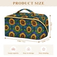 thumbnail image 4 of FORMRS Makeup Bag Travel Cosmetic Organizer for Women Fold Flat Zipper Pouch with Handle, Blue Art Sunflowers, 4 of 8