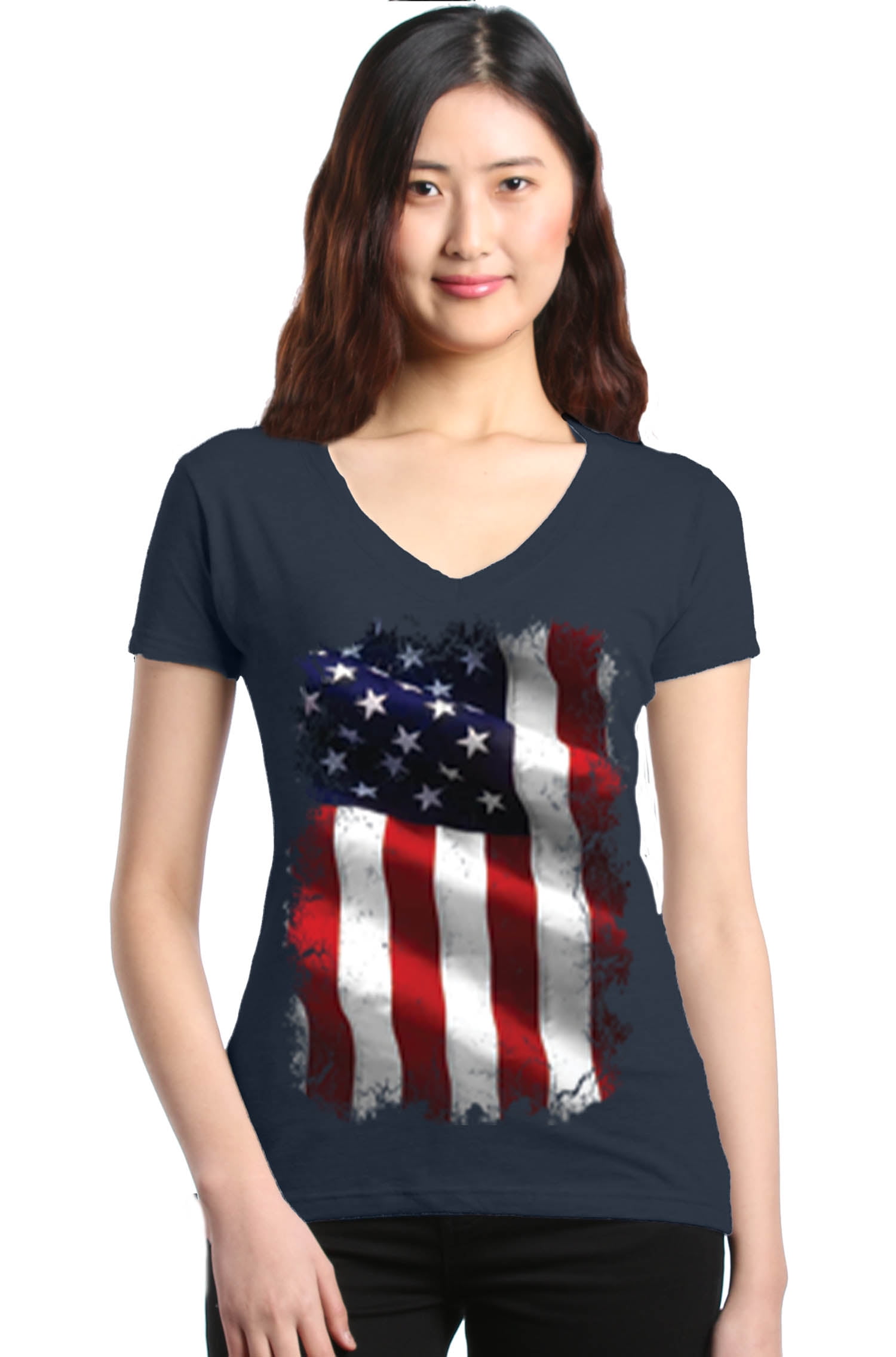 Shop Ever Shop Ever Women S Patriotic American Flag Th Of July USA Slim Fit V Neck T Shirt XX