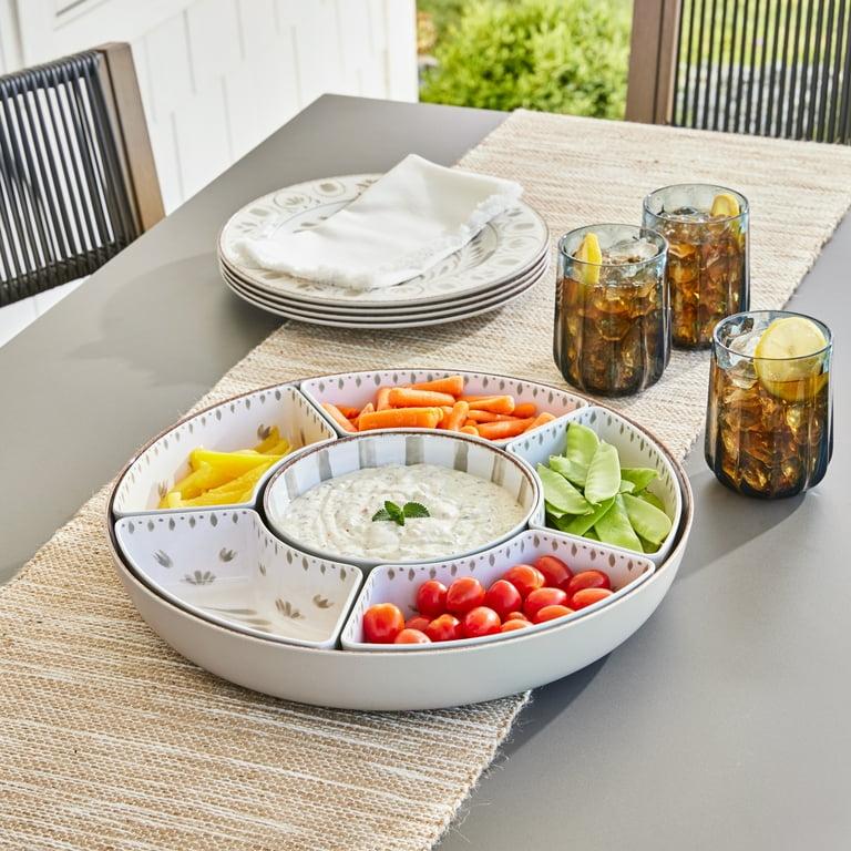 Better Homes & Gardens Bamboo Melamine Chip and Dip Tray Grey