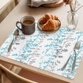 thumbnail image 3 of Aqua Grey Botanical Placemats Set of 12 Spring Floral Summer Farmhouse Place Mats Indoor Wipeable Table Mats Washable Cloth Dining Table Placemats for Kitchen Holiday Party Home Decor 13x19 Inch, 3 of 9