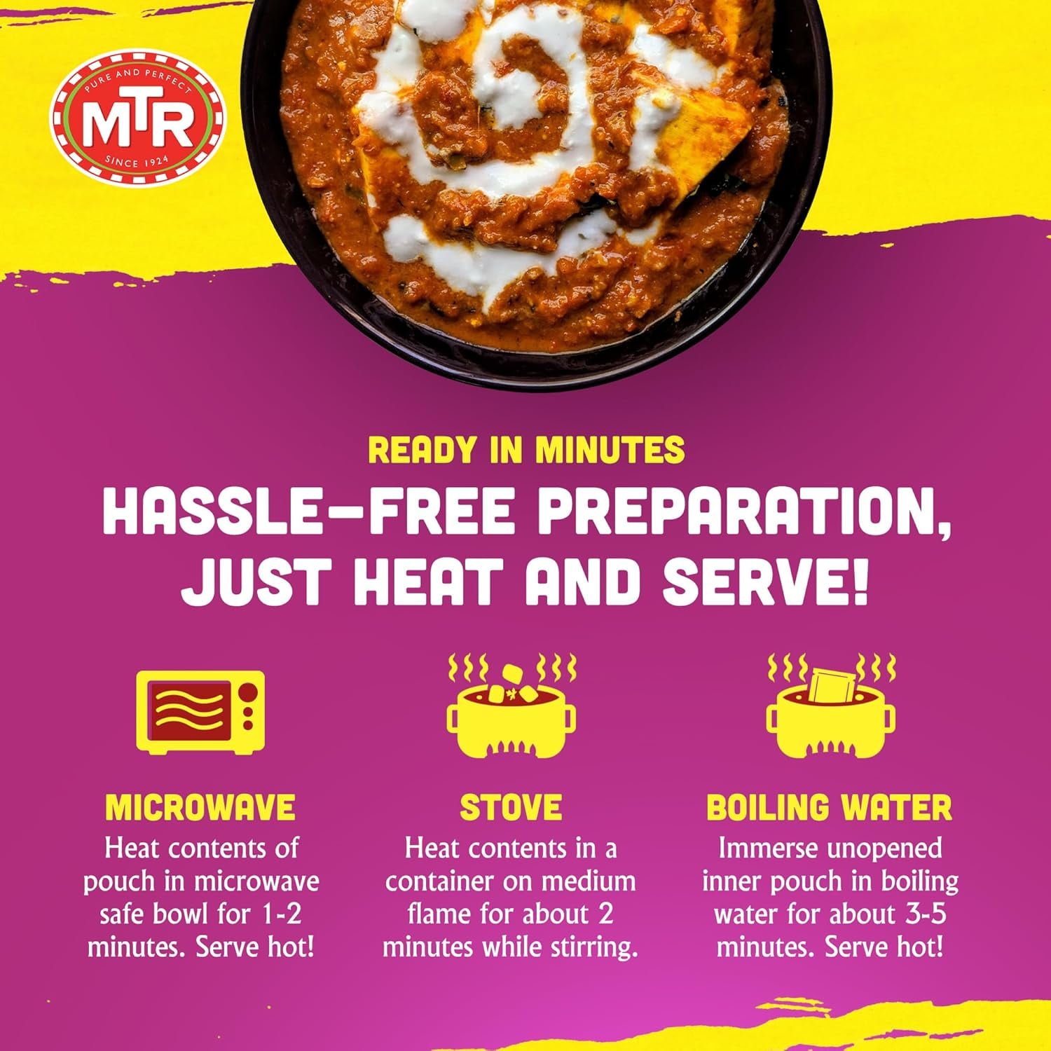 MTR Paneer Makhani - Cottage Cheese in Spiced Tomato Puree - Tasty Indian Meal with No Added Preservatives - A Quick Meal Suitable for Vegetarians, Ready in Minutes! (300g, Pack of 6)
