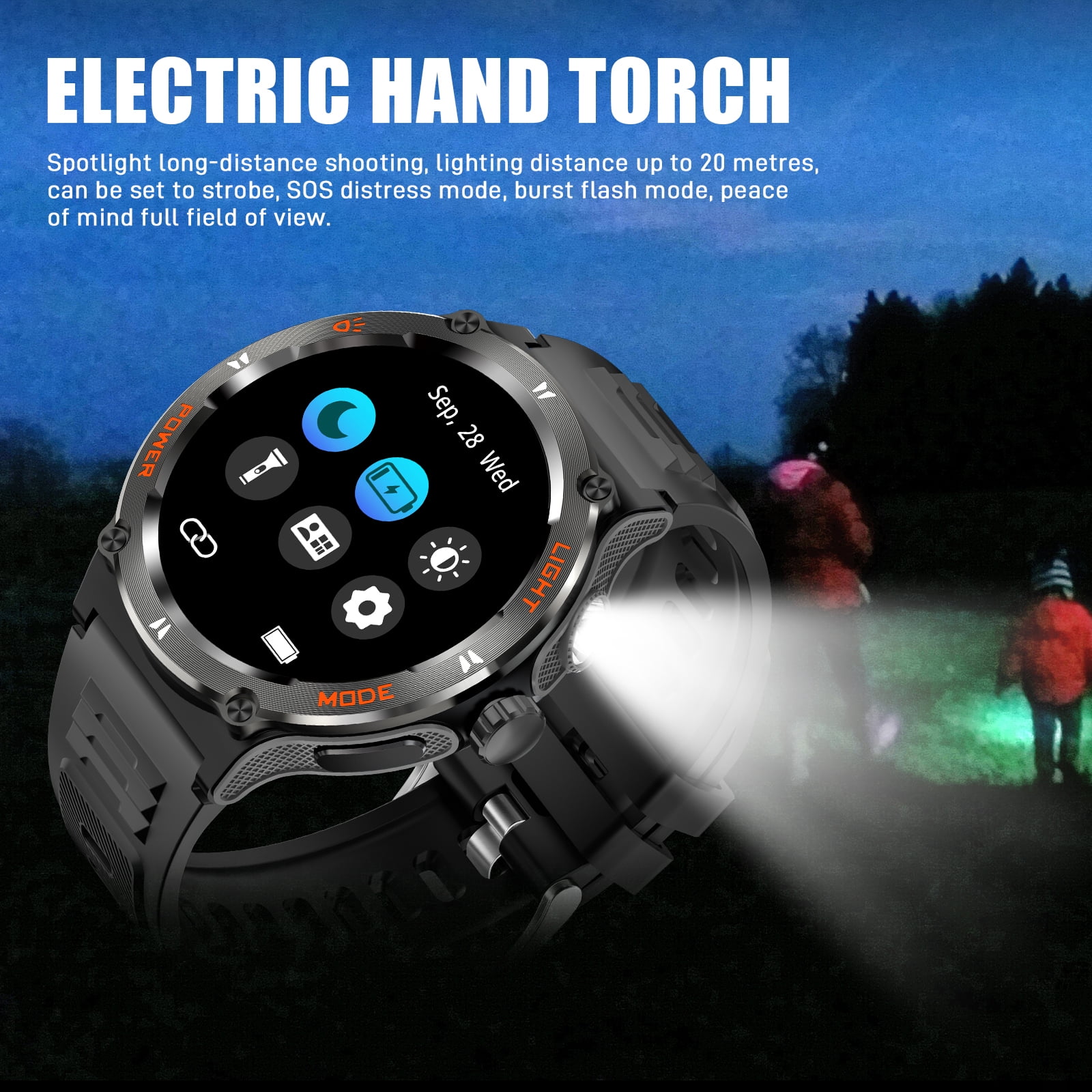 VOPOCO Military Smart Watch for Men(Answer/Call), with Flashlight 3ATM Waterproof 1.53'' HD Screen Big Battery Sport Smartwatch, 100+ Sport Modes Fitness Tracker With Compass for iPhone Android
