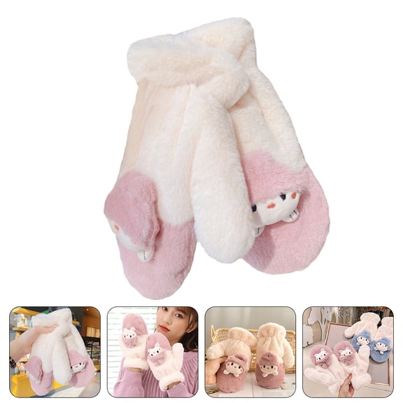 MERRYHAPY Antifreeze Gloves 1 Pair Plush Cartoon Gloves for Winter Season with Durable Construction