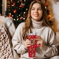 thumbnail image 4 of 40 oz Gingerbread Christmas Tumbler with Handle Gifts for Women Adults Girls, Stainless Steel Christmas Insulated Tumblers with Lids and Straws, Red, 4 of 6