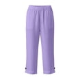 thumbnail image 7 of Twczz Girls Cotton Linen Capris with Pocekts- Casual Summer Baggy Elastic Waist Kids Beach Shorts Purple Size 4, 7 of 7