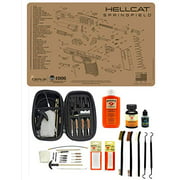 Hellcat Tan Gun Cleaning Kit & Accessories Compatible With Springfield Armory Hellcat Pistol Schenatic Cleaning Mat for 22 38 9mm .45 Hoppes Gun Oil & Solvent Clenzoil CLP Cleaner Brush Pick & Patches