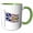 Green/White, variant on 3drose, Flag of Newfoundland on a Flag Pole over White Newfoundlander, 11oz Two-tone Black Mug