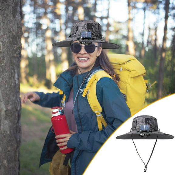 PEONAVET Fishing HatSolar Fan Outdoor Fishing Hat-Solar and USB Charging Multi Functional Fan Detachable Summer Outdoor Large Fishing Hat Male Hiking and Mountaineering Sun Hat