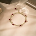 thumbnail image 2 of JeenMata 3.5 Carat January Garnet Birthstone Double Layer Bracelet - in Yellow Gold Plating for Women, 2 of 6