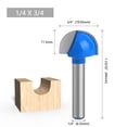 thumbnail image 1 of Round Bottom Router Bits 6.35Mm Shank Core Box Milling Cutter Woodworking, 1 of 8