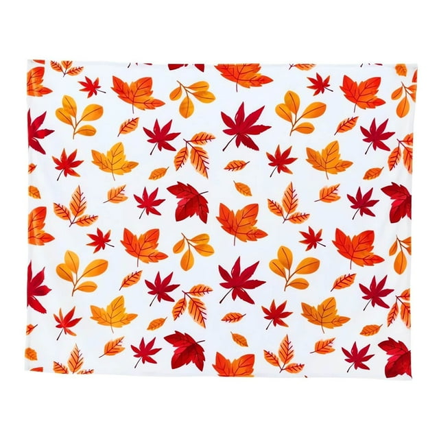 Fasiaou Couverture Feuille d'Érable Motif Feuille d'Érable Couverture Imprimée Couverture de Sieste Couverture de Voyage Portable, Décorations de l'Action de Grâce Décor d'Automne, Décor de Ferme Automne (Multicolore)