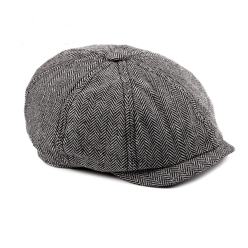 Winter Woolen Octagonal Dad Peaked Cap 