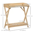 thumbnail image 2 of Table de Banc de Rempotage de Jardin, Établi de Plantation Extérieur Rustique en Bois de Sapin avec Dessus en Métal Galvanisé Résistant à la Rouille et Tablette de Rangement, 31.5 Pouces L x 15.75 Pouces L x 33 Pouces H, Brun, 2 of 7
