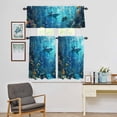 thumbnail image 5 of Kitchen Window Curtains Valance and Tier Set, Underwater World Ocean Shark Fish Rod Pocket Tier Curtains and Valance 3 Piece Set, Coral Seaweed Marine Life Window Treatment for Bedroom Living Room, 5 of 9