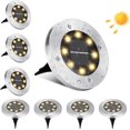 thumbnail image 1 of Outdoor Solar Lamp, 8 Pieces 8 LED Solar Ground Light Warm White Waterproof IP65 Solar Lamp Recessed Spotlight for Garden Path Lawn Terrace Courtyard, 1 of 5
