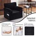 thumbnail image 5 of FFH 33" Oversized Swivel Accent Chair,Armchair with Side Pocket,Upholstered Corduroy Lounge Chaise Chair,Barrel Chairs,Comfy Single Sofa Chair for Living Room Reading Bedroom Office,Black, 5 of 7