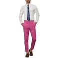 thumbnail image 2 of Pantalones de vestir de corte slim de cuadros para hombre con bolsillos 34 rojo rosa, 2 of 6