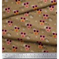 thumbnail image 2 of Soimoi Brown Heavy Satin Fabric Musical Notes,Dot & Goggles Fashion Printed Fabric 1 Yard 54 Inch Wide, 2 of 2