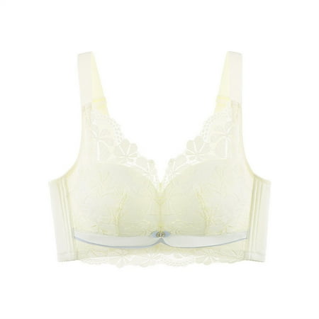 Lisbinx Bras for Women Full Coverage Woman s Lace Embroidered Glossy Comfortable Breathable Bra Underwear No Rims Holiday Deals