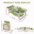 thumbnail image 3 of TOPCHANCES Collapsible Baby Bathtub with Thermometer, Newborn Baby Shower Tub + Baby Tub Cushion + Bath Cap + Shampoo Brush, Portable Baby Folding Bathtub for 0-12 Month Newborn (Green), 3 of 8