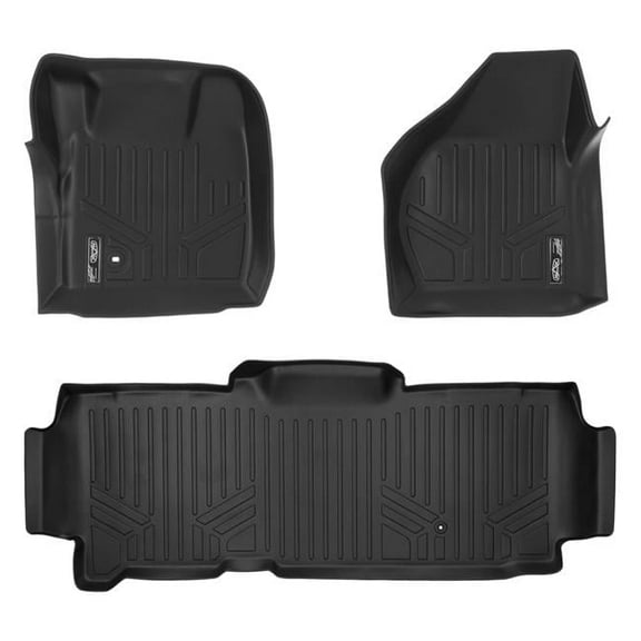 Smartliner SA0177-B0297 Custom Fit 2 Row Floor Mats Liner Set for 2008-2010 Ford F-250, Black