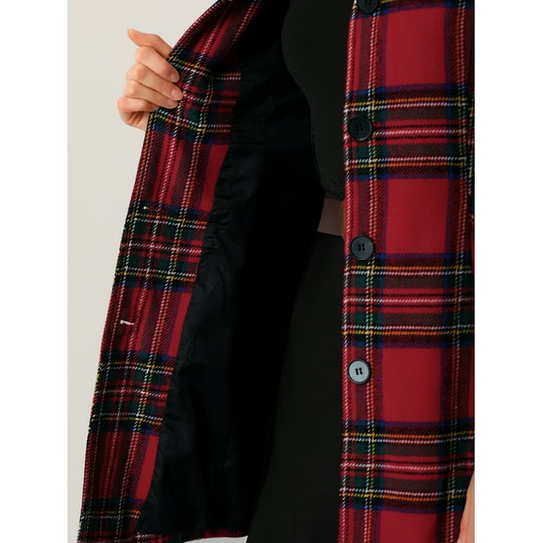 Plaid coat store fur collar