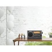 Sangean AM/FM Stereo Dig ital Tuning Portable Radio, Sleep & Snooze Alarm, Gray-Black