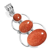 925 Sterling Silver Pendant Gold Stone Handmade Jewelry