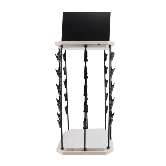 Rupoun 360° Rotating Chip Rack with Writing Pad, 5‑Tier 40‑Clip Wooden Stand, Ideal for Snacks, Candy & Party Displays