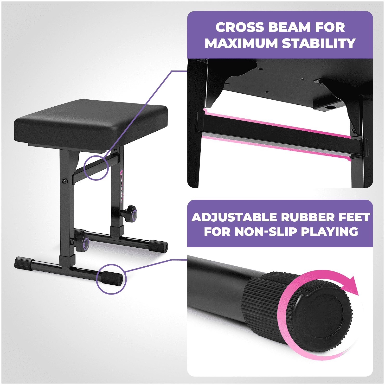 Liquid Stands Piano Keyboard Stand and Bench Set, Piano Cover - Portable Heavy Duty Digital Piano Stand for 54-88 Key Electric Pianos, Adjustable Piano Bench Chair Stool Keyboard Music Stand and Seat