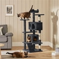 thumbnail image 2 of Yaheetech 53.9" H Cat Tree with Double Condos, Scratching Posts & Ramp, Black, 2 of 9