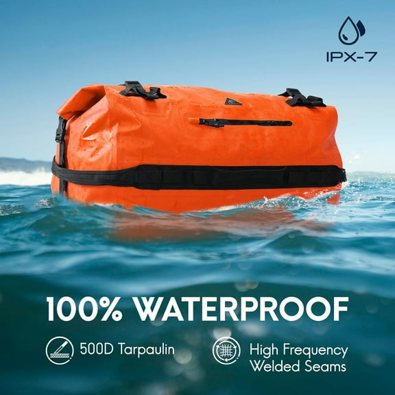 Large Waterproof Duffel Backpack Roll-Top Heavy Duty Dry Duffle Bag for Boating, Travel, Motorcycle, Kayaking, Camping, 60L