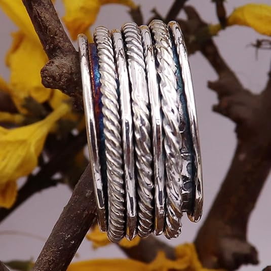 Goyal Jewels Silver Ring 925 Sterling Silver Band and Spinner Meditation Beautiful Ring Men Women Ring Gift Item Statement Handmade Jewelry Ring