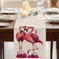 thumbnail image 3 of Table Runners 90 Inches Long Dress Scarves, Valentine's Day Farmhouse Coffee/Dining/Kitchen Table Runner for Living Room, Red Flamingos Roses Love Romance Beige 13x90 Inch, 3 of 9