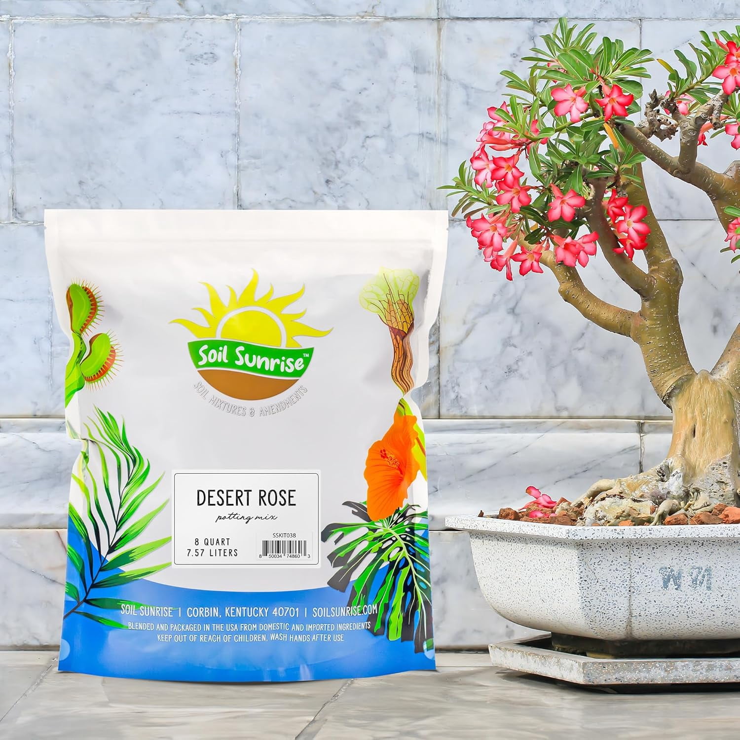 Desert Rose Potting Soil Mix (8 Quarts) Hand Blended Small Batch Soil Blend for Desert Rose Plant