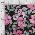thumbnail image 1 of oneOone Georgette Viscose Black Fabric Leaves & Rose Floral Craft Project Decor Fabric Print By The Yards 42 Inches Wide, 1 of 4
