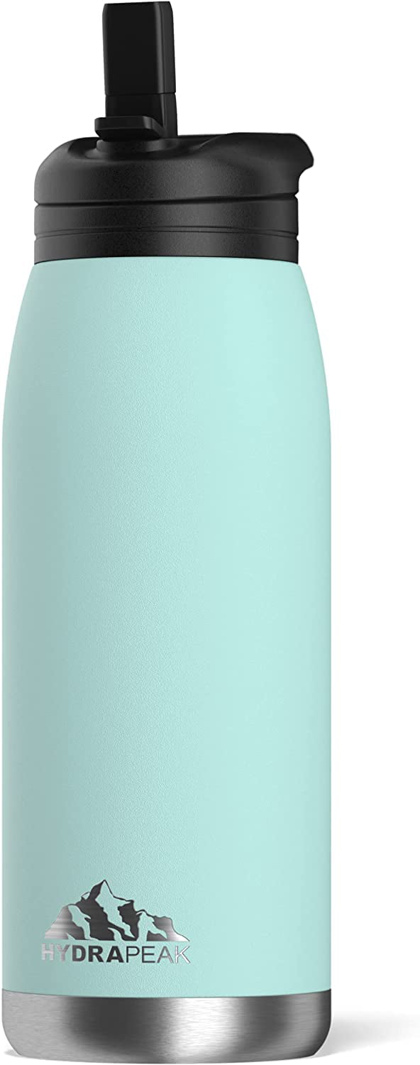 HYDRA PEAK Insulated Water Bottle 21 oz Narrow-Mouth Aqua Green Stainless Steel 