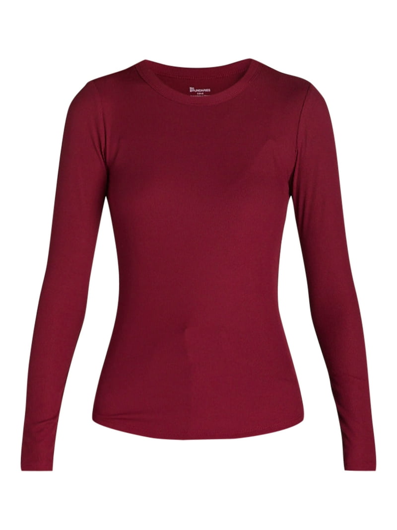 No Boundaries Ribbed Crewneck Tee - Long Sleeve Shirt - Walmart.com