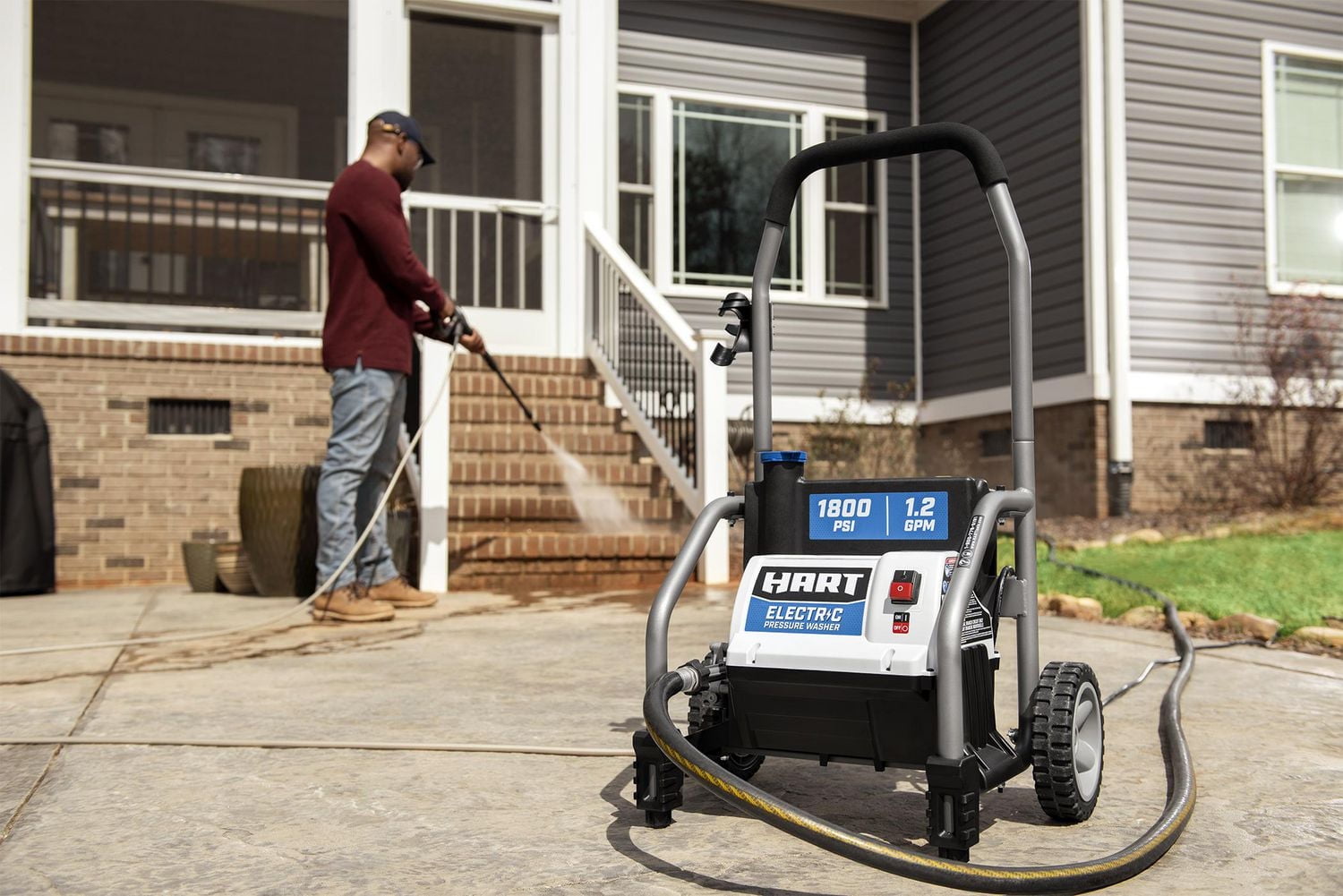 HART 1800 PSI 1.2 GPM Electric Pressure Washer, 13-amp motor generates