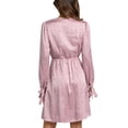 thumbnail image 4 of VISgogo Vestido casual para mujer, estampado de leopardo, manga larga, cuello en V, cintura elástica, vestido corto de vendaje VISgogo moda, 4 of 9