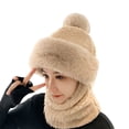 thumbnail image 3 of Naierhg Women Hat Durable Windproof Winter Scarf Hat Set Soft Comfortable Plush Warm Hat for Cold Weather Outdoor for Winter Light Khaki, 3 of 8