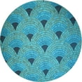 thumbnail image 1 of Ahgly Company Machine Washable Indoor Round Transitional Dark Cyan Green Area Rugs, 3' Round, 1 of 7