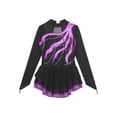 thumbnail image 5 of Raenseen Figure Ice Skating Dress for Girls Mesh Long Sleeve Sparkly Rhinestones Gymnastics Leotard Ballet Dance Outfit Purple 8, 5 of 7